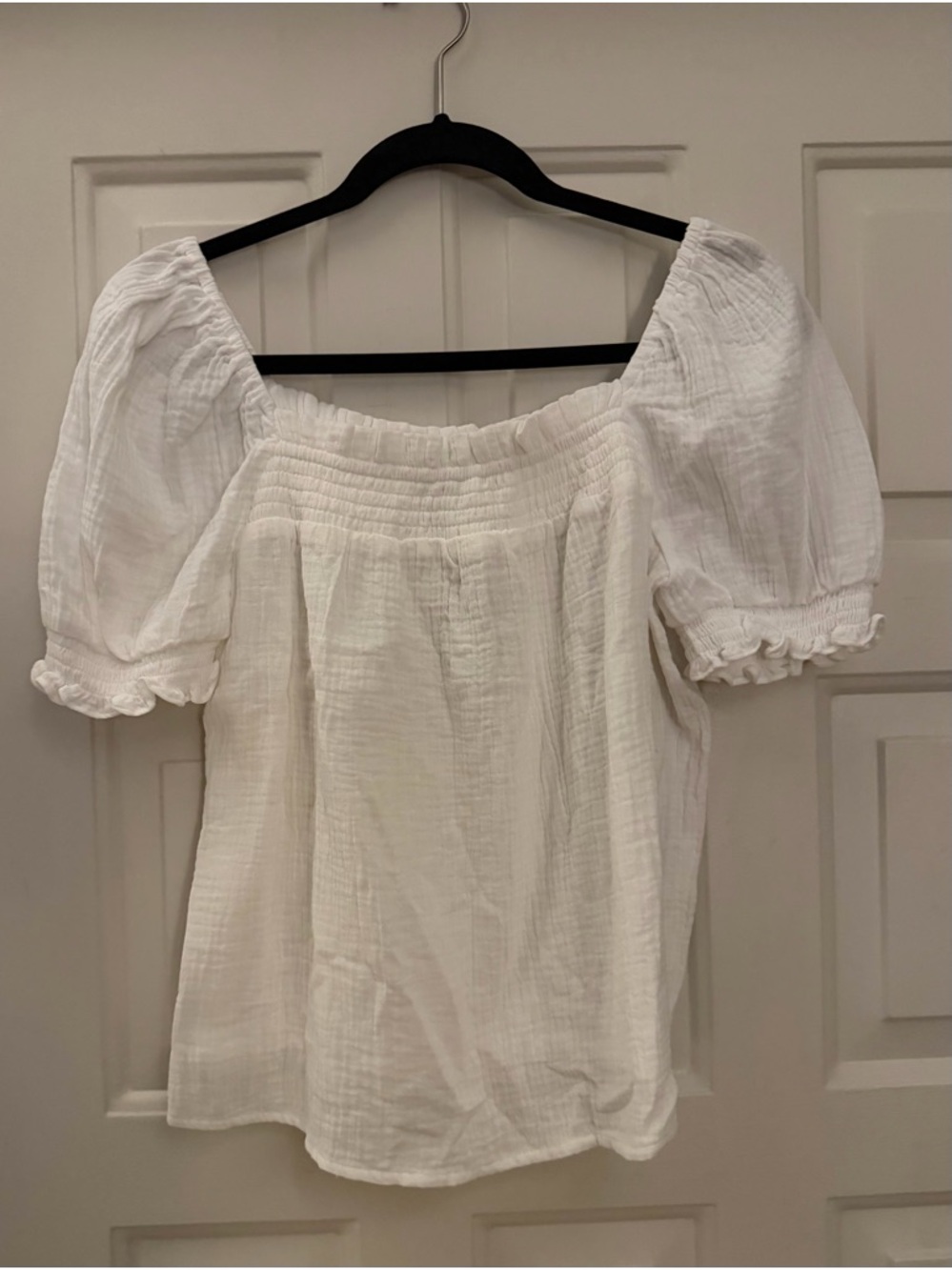 J. Crew Muslin White Puff Sleeve Square Neck Blouse - Picture 2 of 5